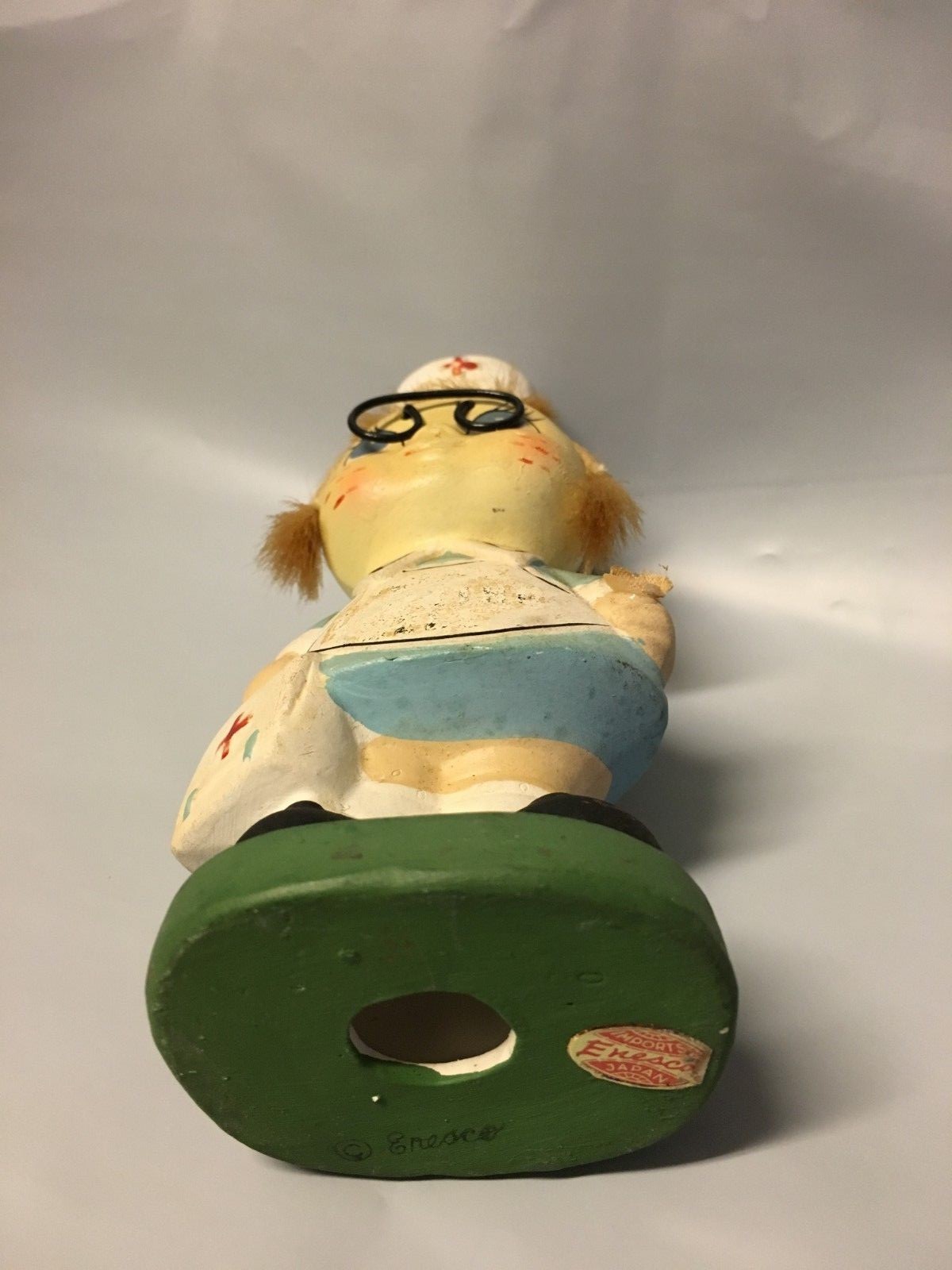 Vintage 1960's Enesco Ceramic Nurse Pencil Holder Figurine Made In Japan