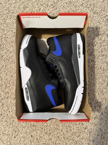 Nike Flight Legacy Leather Black Hyper Blue Basketball Shoes