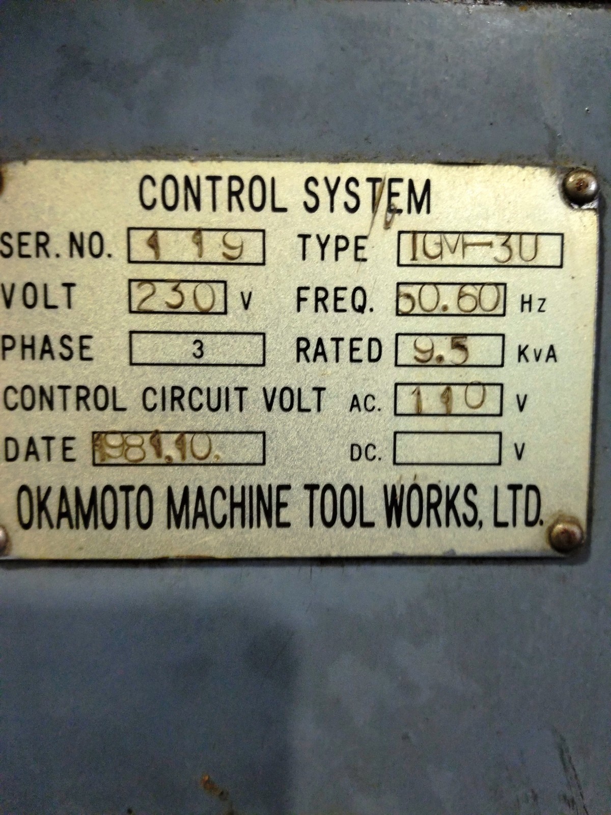 OKAMOTO, GRINDER, IGM-3U, WITH SONY DIGITAL DISPLAY
