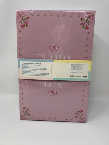 4 Piece Baby Girl Gift Set With Piggy Bank,First Curl, First Tooth,Photo Fram...