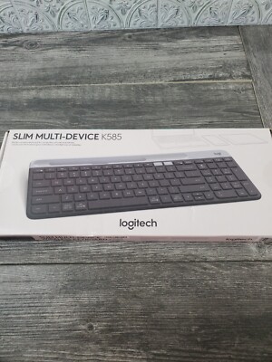 Logitech K585 Multi-Device Slim Wireless Keyboard, Built-in Cradle - Graphite