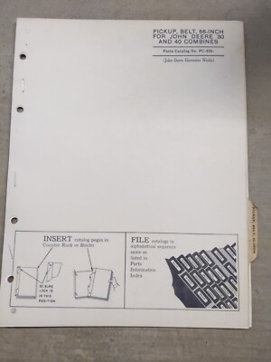 John Deere 66-Inch Pickup Belt For 30 & 40 Combines Parts Catalog, PC-518