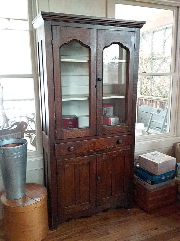 Antique Country Kitchen Cabinet Cubpoard Hutch Storage Farmhouse Oak Orig