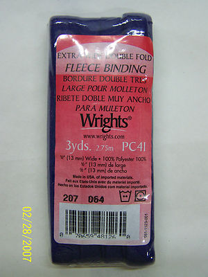 Wrights - Fleece Binding Tape - Double-fold 1/2''w x 3yd - 9 different colors!