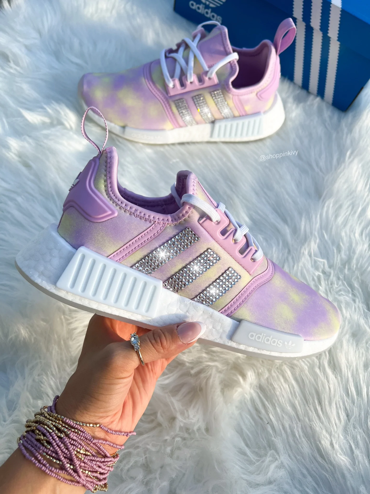 bling adidas Originals NMD R1 Custom Sneaker Lilac Tie Dye eBay