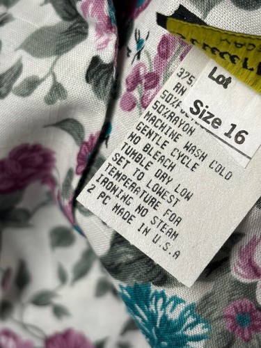 Vintage Stuart Alan Womens Suit 16 Pink 2pc Floral Cottage Skirt Jacket USA 2891