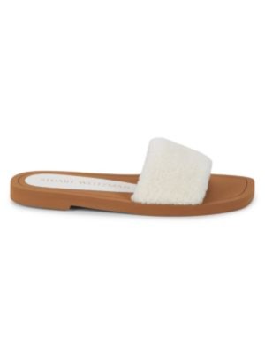 

STUART WEITZMAN Женские белые сандалии без шнурков Cammy из овечьей шерсти, Белый, CAMMY
