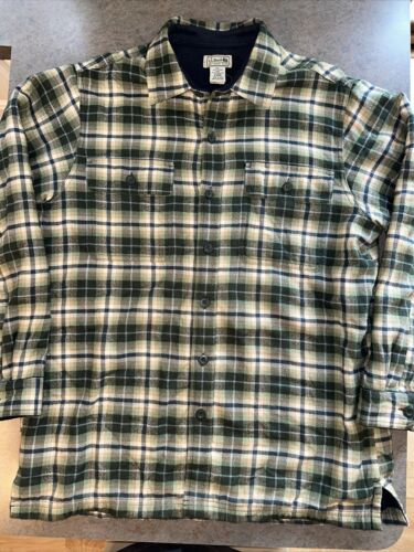 LL Bean Mens Plaid Fleece Lined Flannel Shirt Jacket Sz Med LL Bean Mens Plaid Fleece Lined Flannel Shirt Jacket Sz Med