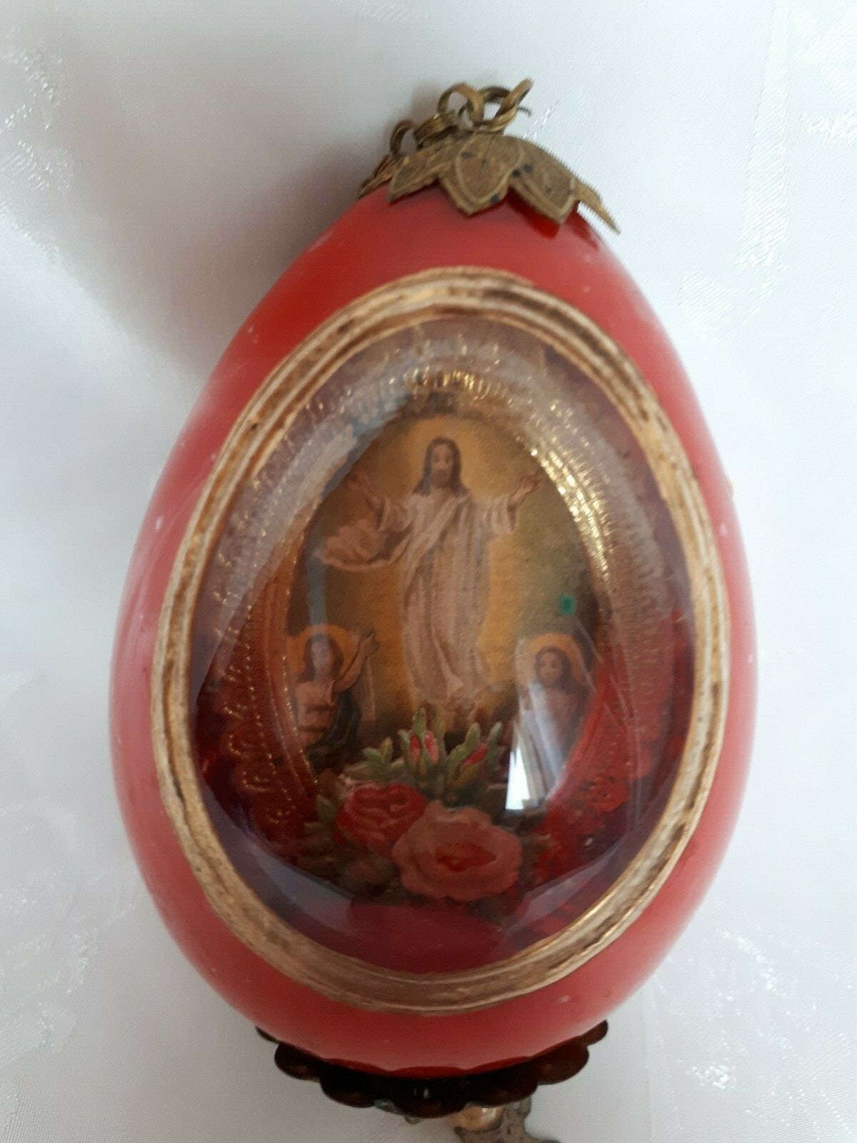 RUSSIA,ANTIGUE RUSSIAN PORCELAIN EASTER EGG BY IMPERIAL PORCELAIN FACTORY.