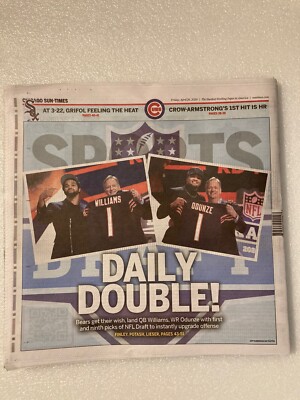 CHICAGO SUN-TIMES 4/26/24 BEARS #1 WILLIAMS & #9 ODUNZE NFL DRAFT PICKS