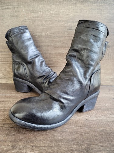 Fauzian Jeunesse Vintage Black Leather Ankle Boots Size 39 US 9.