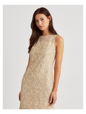 

LAUREN RALPH LAUREN Женское платье-футляр без рукавов с золотой подкладкой выше колена