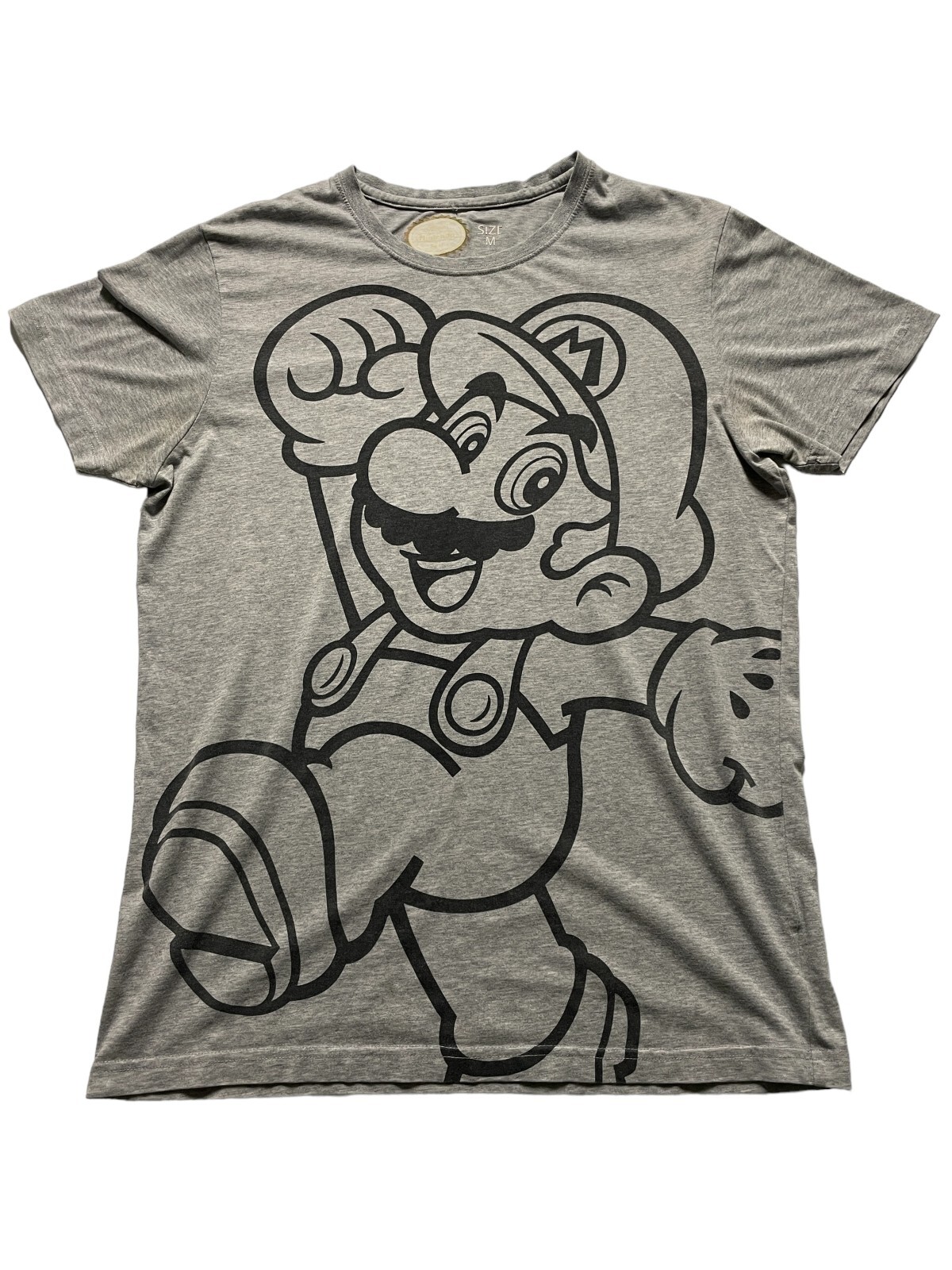 Super Mario  T-Shirt Mens Grey Short Sleeve Official Nintendo Seal Size M