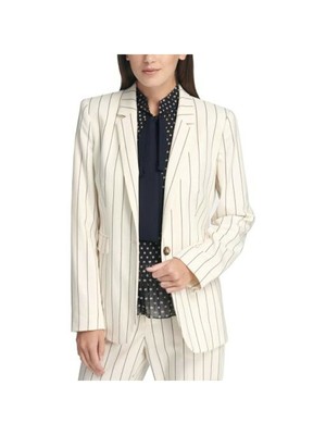 

Женский пиджак в полоску цвета слоновой кости DKNY Petites Размер, Цвет слоновой кости, XC9JS234
