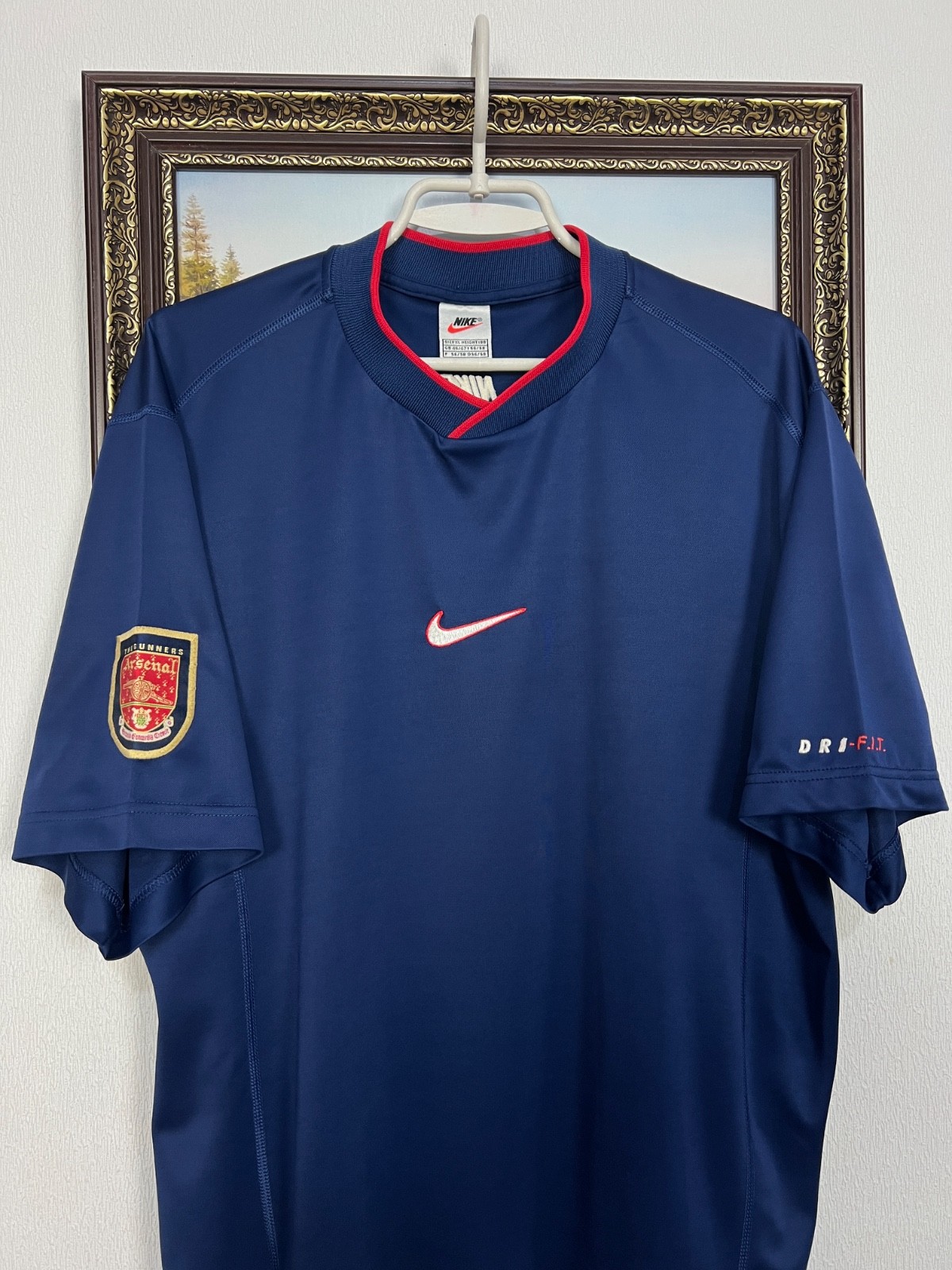 Vintage 90's Nike Arsenal Football Train Blue Shirt Soccer Jersey