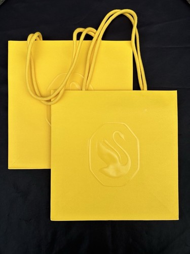New Swarovski Empty Shopping Paper Gift Bags Set Of 2 Yellow