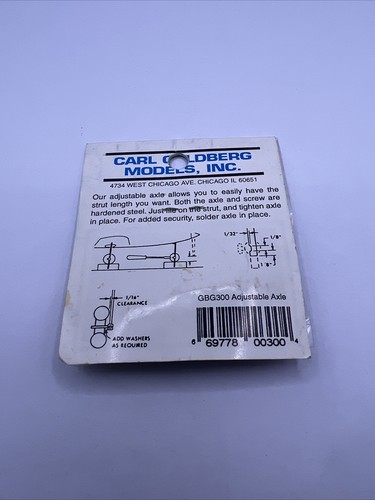 Carl Goldberg Adjustable Axle 5/32” No.300 Rc Airplane Parts Vintage