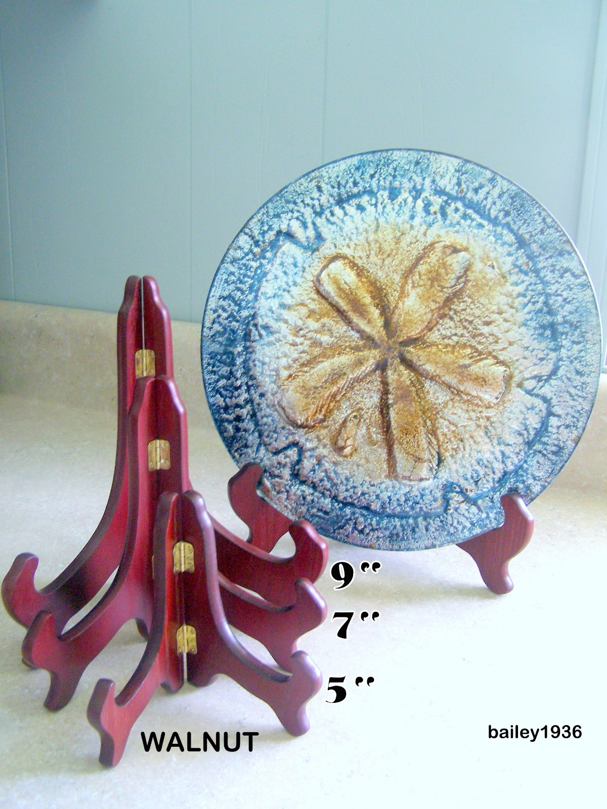 WOODEN WOOD EASEL STAND Plate Painting Art CHOICE of 5",7",9" WALNUT BLACK WHITE