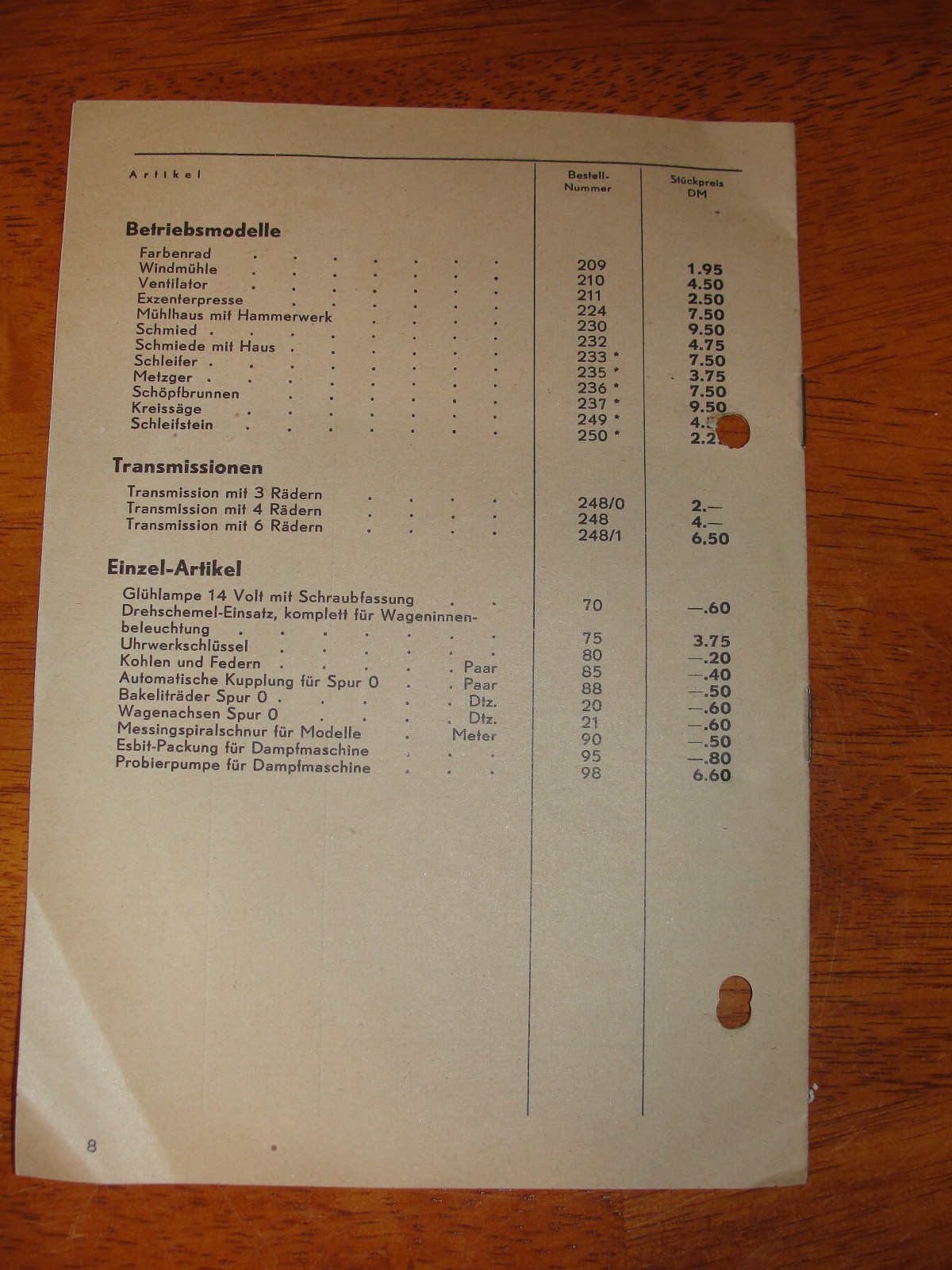 P995 Model Train HO FLEISCHMANN Preisliste 1956 - Railroad Manual