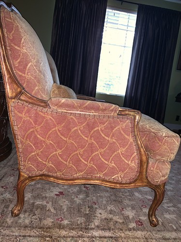 Pair French Antique Chairs Wooden with Custom Upholstery