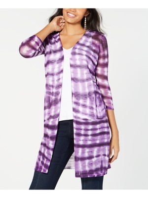 Женский открытый кардиган INC Womens Purple Tie Dye Размер: 3