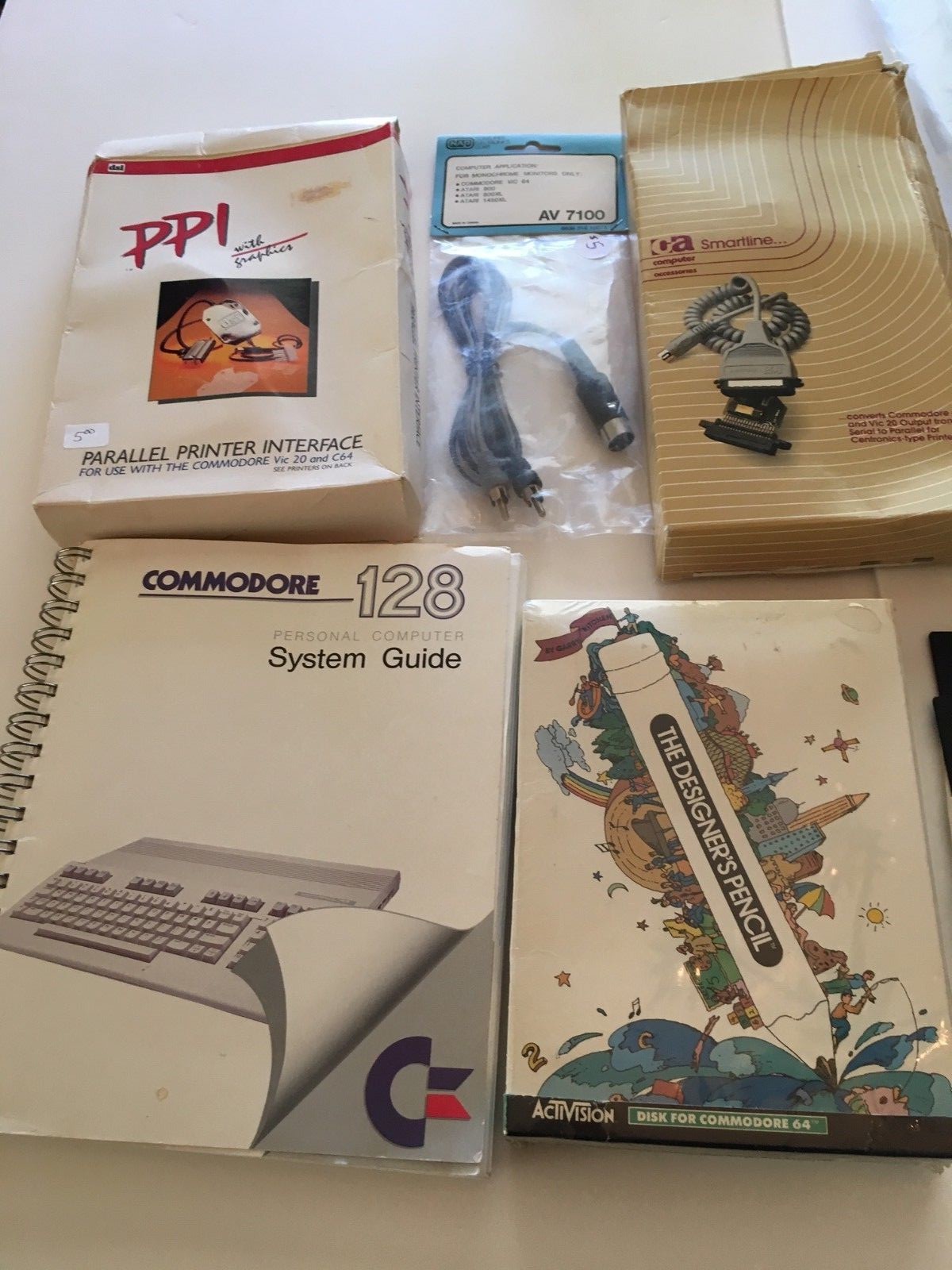 VINTAGE LOT COMMODORE SYSTEM 128 DISKS & BOOK, HD MANUAL, CABLES SOFTWARE 64 +++