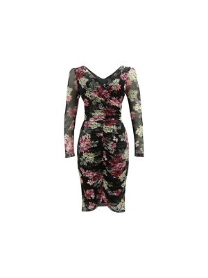 

CONNECTED APPAREL Женское черное платье с запахом ниже колена и длинными рукавами на подкладке, Черный