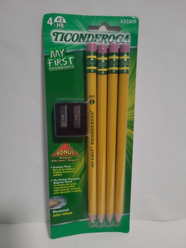 My First Ticonderoga Primary Size #2 Beginner Pencils, Pre-Sharpened, 4 Pencils 