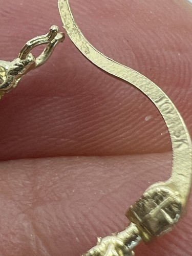 Pre-owned Handmade Gold Oval Turkish Earring 10k Solid Filigree Long Dangle Solid Gift Her 1.30”