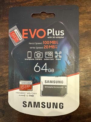 NEW Samsung EVO Plus 64GB microSDXC UHS-I Memory Card MB-MC64HA/AM