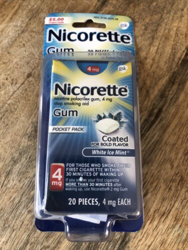 Nicorette Gum 4mg White Ice Mint Pocket Pack 20 Pieces, exp: 1...