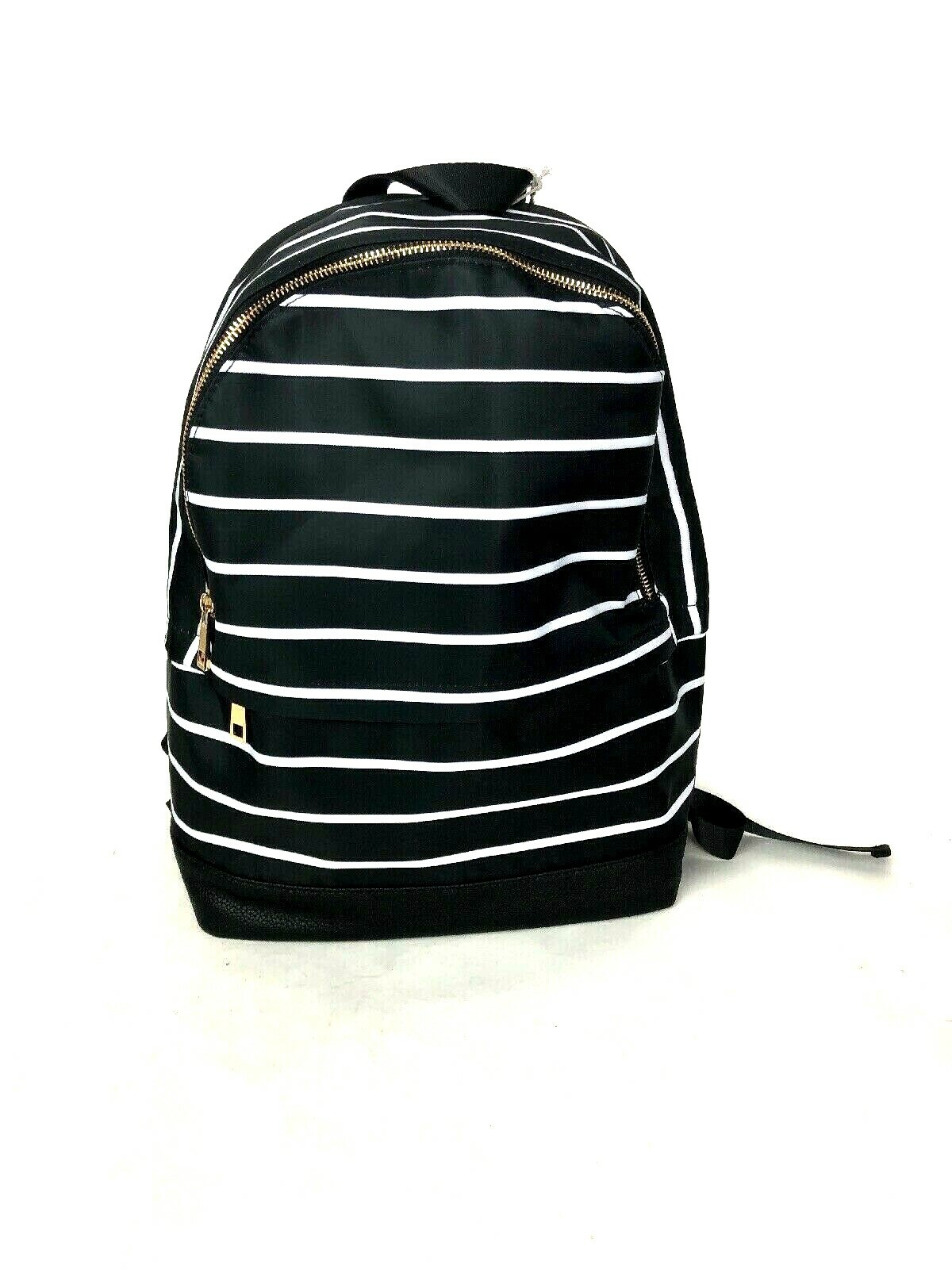 Black White Solid Stripe Backpack School Book Bag Fashion Black White Solid Stripe Backpack School Book Bag Fashion