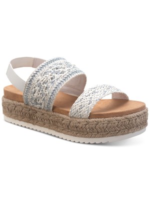 SUN STONE Womens White 1 Platform Karli Toe Wedge Slip On Espadrille Shoes 9 M