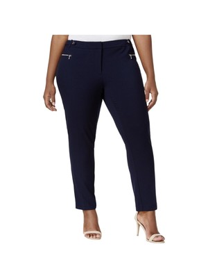 

CALVIN KLEIN Женские темно-синие брюки прямого кроя с застежкой на крючки плюс, Navy, W7VK7249