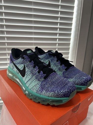 Pre-owned Nike Women's Flyknit Max Running Shoes 620659 501hyper Grape Black Sz 12