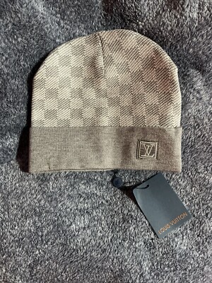 Louis Vuitton Beanie Damier Petite Gray LV Monogram Logo-  AUTHENTIC!