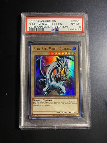 遊戯王 champ hobby League Blue ホビーリーグ　80枚 PSA 8 Yu-Gi-Oh! Blue-Eyes White Dragon LOB-EN001 25th
