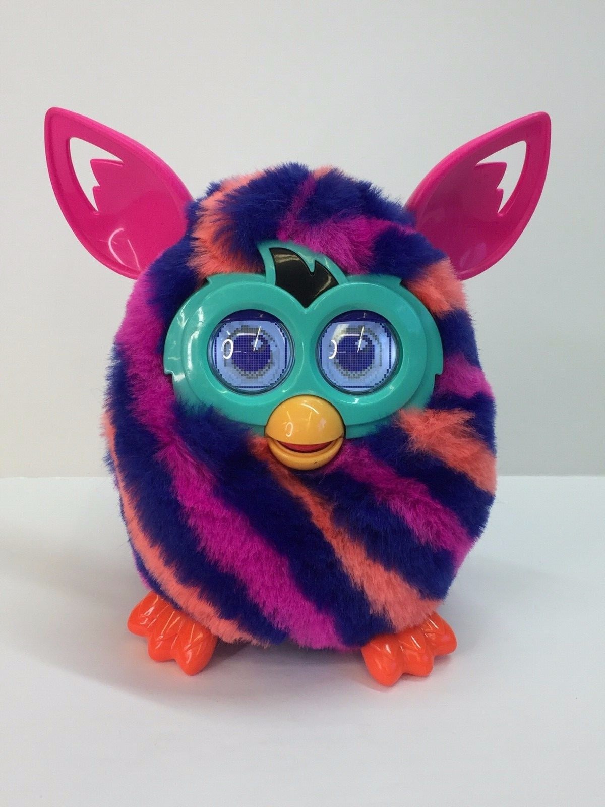 2 Furby Boom Interactive Pets Hasbro 2012 - Blue Wave & Diagonal Stripes - Work
