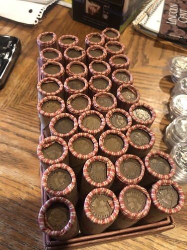Rolls Of 1930-1939 Wheat Cents PD’s Mix With Indian Head Cent On Ends