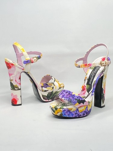 Dolce & Gabbana floral-print gabardine platform sandals size