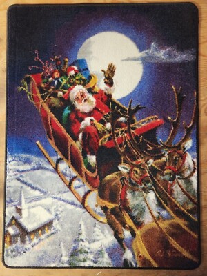Christmas Area Rug- Milliken Santa's Big Night- Santa in Sleigh Rug - 2'8''x3'10''