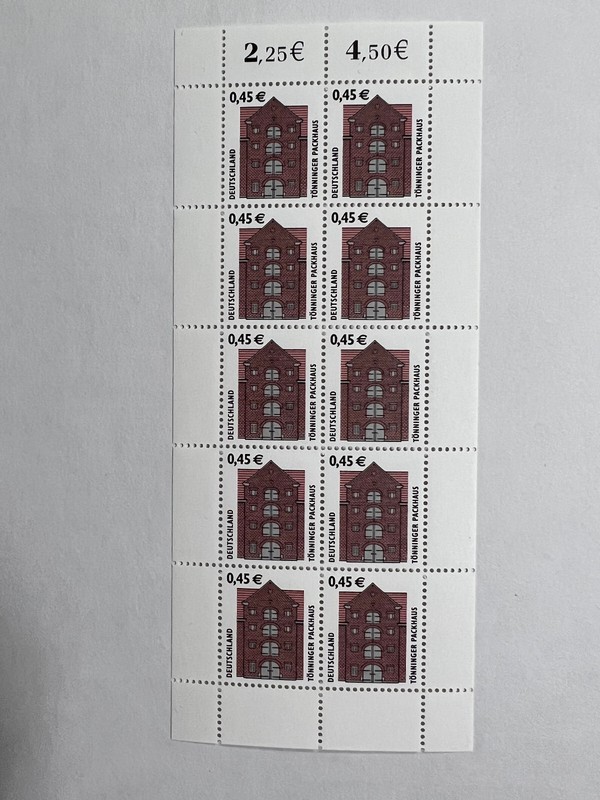 Bund Brd Auswahl Kleinbogen Zehnerbogen 2299**/Â°Swk TÃ¶Nninger Packhaus Schleswig