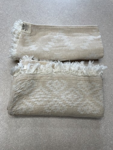 RAY SILVER Aztec Turkish Hand Towel 100% Cotton Set Of 2 18X36 C1