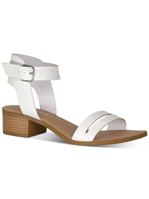 SUN STONE Женские белые мягкие босоножки Alecta с круглым носком и пряжкой на блочном каблуке, размер 7 м