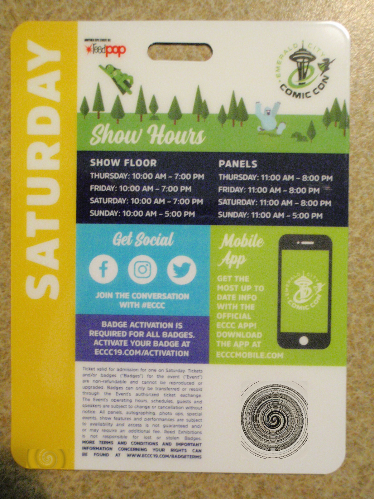 ECCC 2019 Emerald City Comicon Saturday 3/16 Adult Badge Ticket Pass - SOLD OUT!