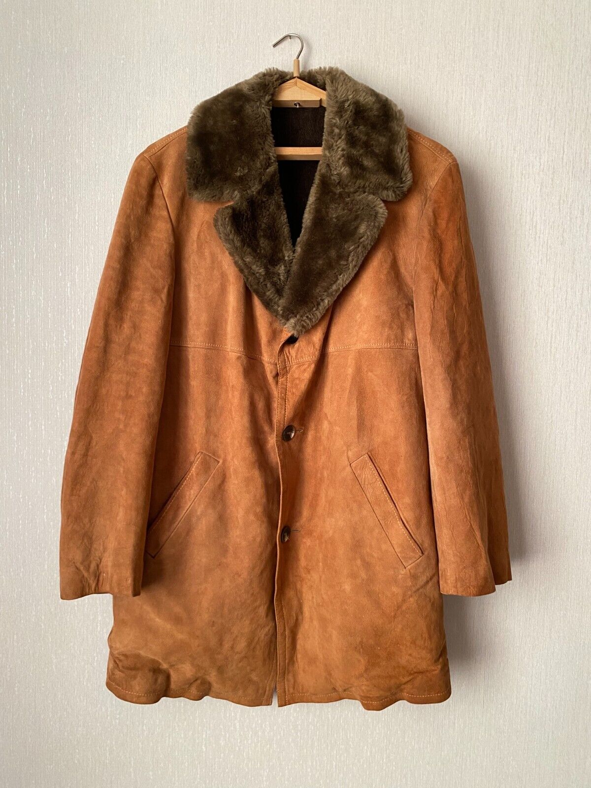 Vintage 80's ZEILER Leather Suede Fur Collar Jacket Coat size 52 L/XL Vintage 80's ZEILER Leather Suede Fur Collar Jacket Coat size 52 L/XL