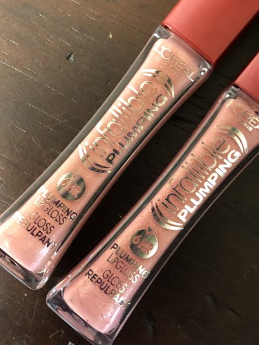 Loreal Paris Infallible Plumping Lip Gloss 6 Hour Plumped Pink # 106 Lot Of 2