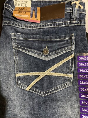 T.K. Axel Men's Slim Boot Cut Stretch 5 Pocket Denim Jean Harbor 36x32