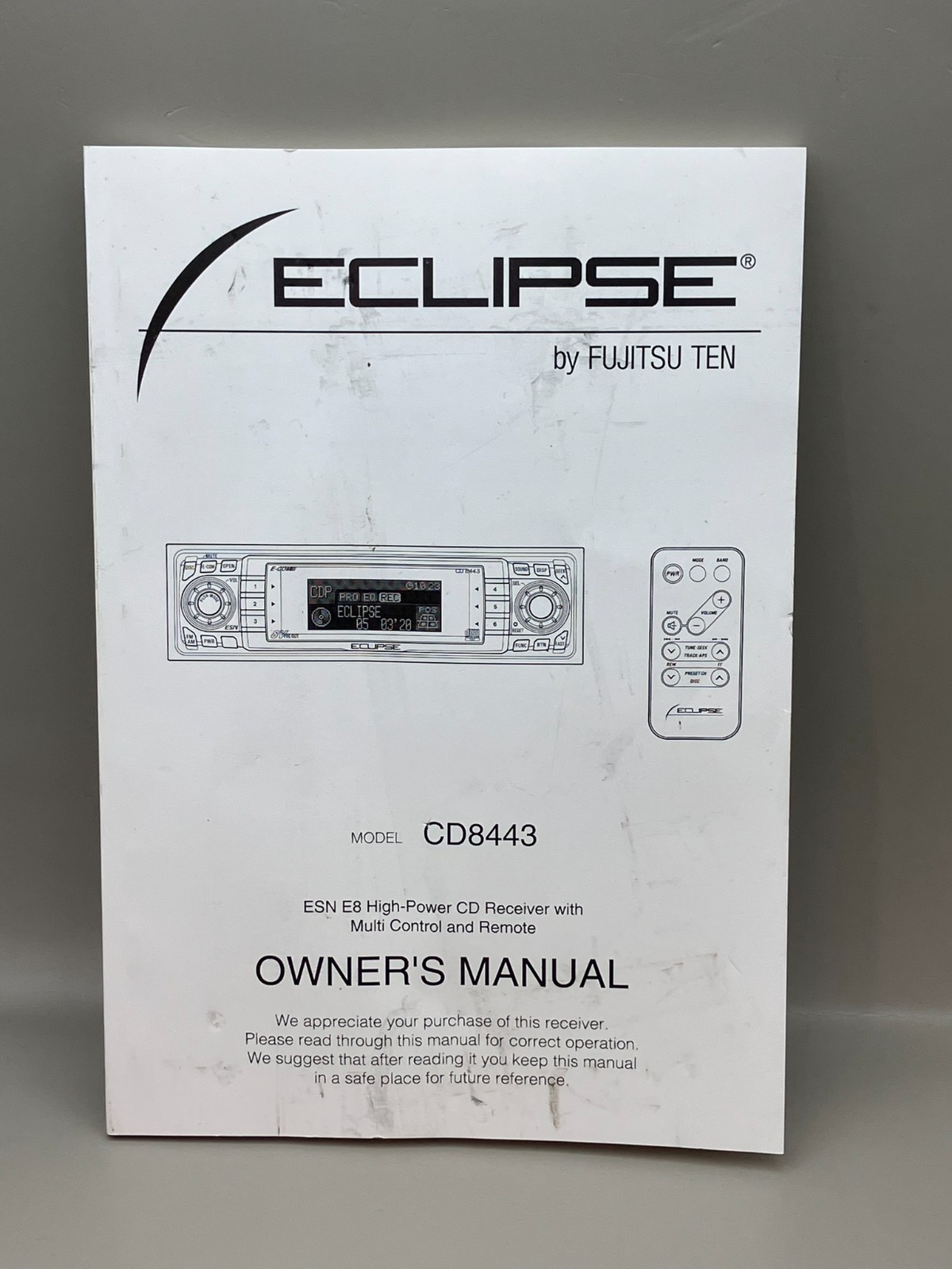 OEM Manual for ECLIPSE CD8443 Fujitsu Ten Car Stereo CD