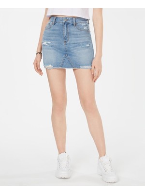 

TINSELTOWN Женская голубая джинсовая мини-юбка-карандаш с необработанным краем, для юниоров, Light blue